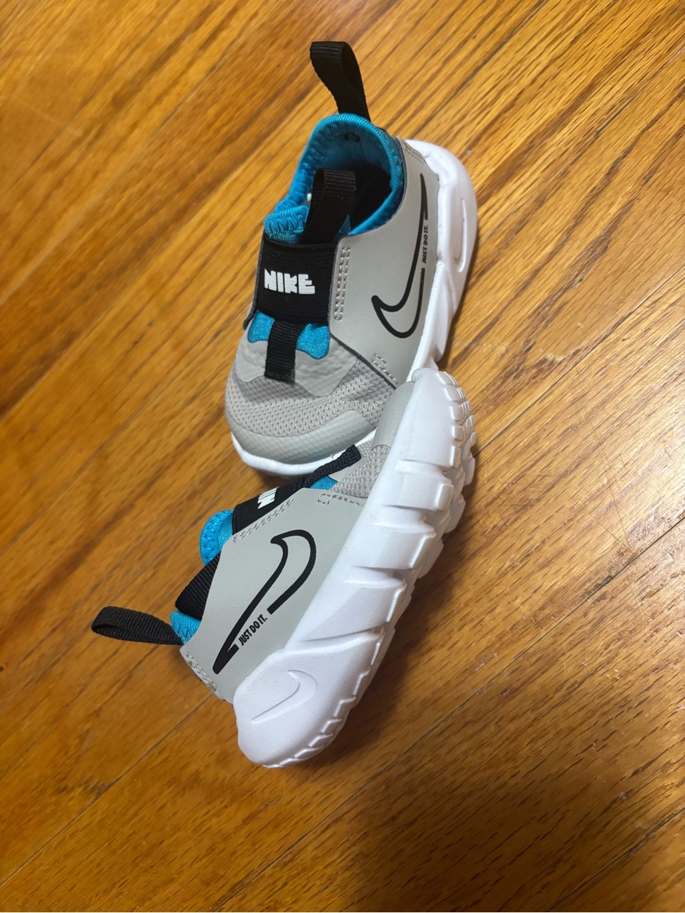 Nike Kids Grey, Black & Blue Slip-On Sneakers